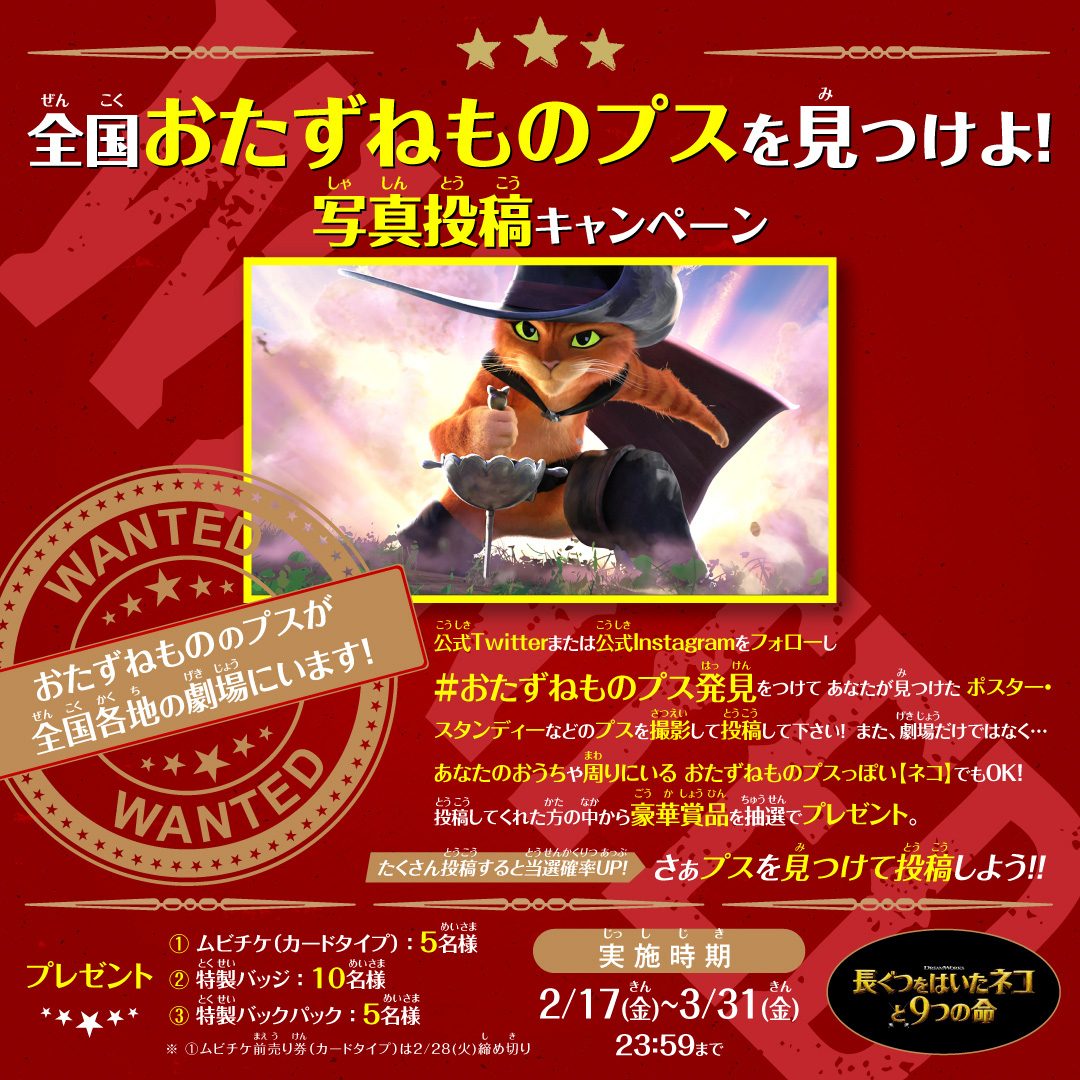 全国おたずねものプスを見つけよ！写真投稿キャンペーン